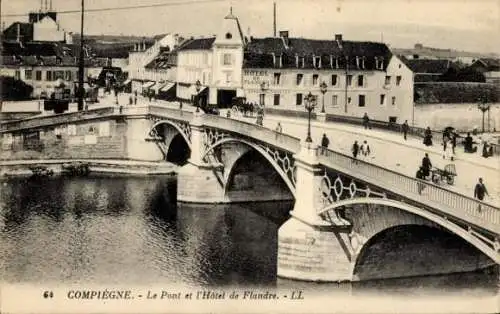 Ak Compiègne Oise, Brücke, Hotel de Flandre