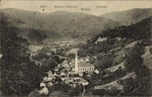 Ak Rimbach Elsass Haut Rhin, Melkerei Sudelkopf, Kirche