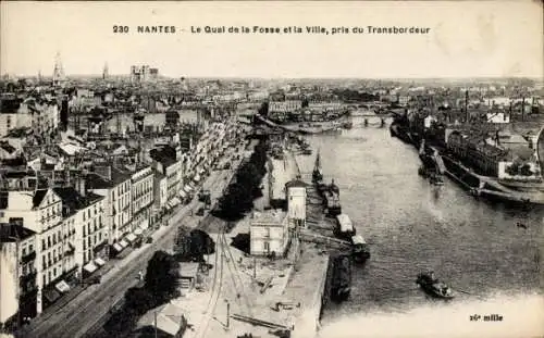 Ak Nantes Loire Atlantique, Quai de la Fosse und die Stadt