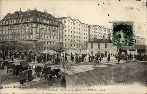 Ak Marseille Bouches du Rhône, Place de la Joliette, Hotel des Docks