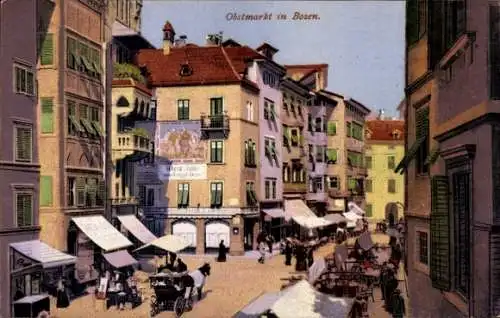 Ak Bozen Bolzano Südtirol, Obstmarkt