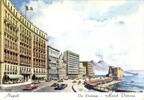 Künstler Ak Napoli Neapel Campania, Grand Hotel Vittoria
