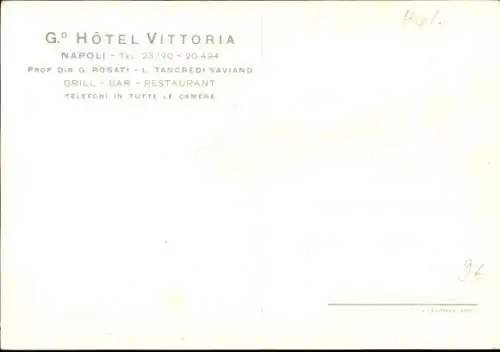 Künstler Ak Napoli Neapel Campania, Grand Hotel Vittoria