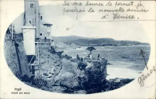 Ak Pegli Genova Genua Ligurien, Saluti dal mare