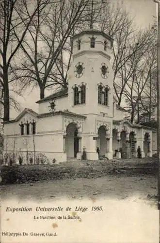 Ak Liège Lüttich Wallonien, Exposition Universelle 1905, Pavillon de la Serbie