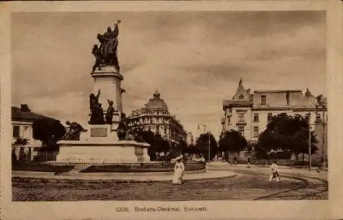 Ak București Bukarest Rumänien, Bratianu-Denkmal