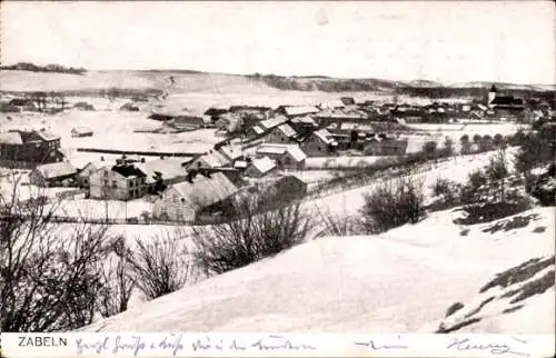 Ak Sabile Zabeln Kurland Lettland, Gesamtansicht, Winter