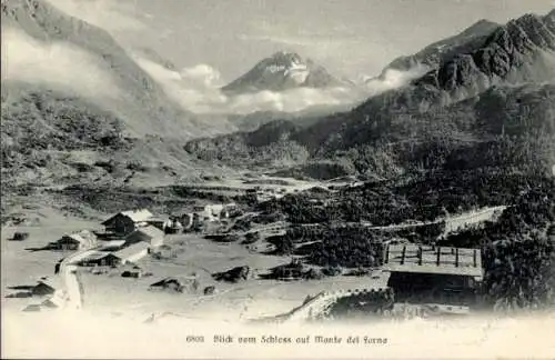 Ak Kanton Graubünden, Blick vom Schloss auf Monte del Forno