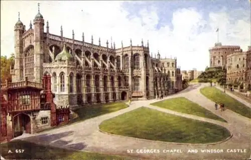 Ak Windsor Berkshire England, St. Georges Chapel und Windsor Castle