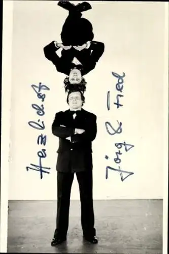 Ak Schauspieler Jörg und Fred, Autogramm