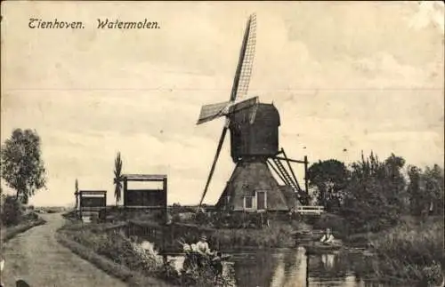 Ak Tienhoven Utrecht, Wassermühle, Windmühle