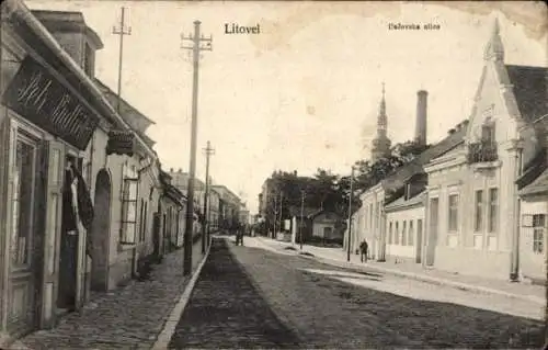 Ak Chudobín Chudwein Litovel Littau Region Olmütz, Straßenpartie