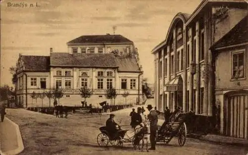 Ak Brandýs nad Labem Brandeis an der Elbe Mittelböhmen, Straßenpartie, Eselkutsche