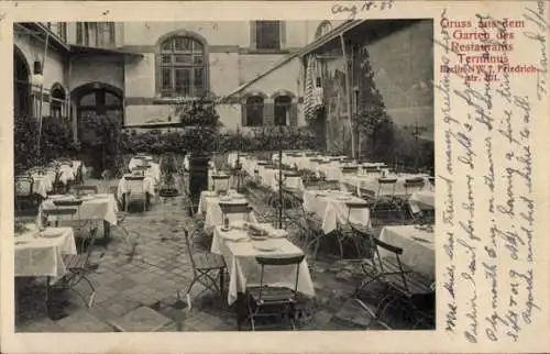 Ak Berlin Mitte, Restaurant Terminus, Friedrichstraße, Garten