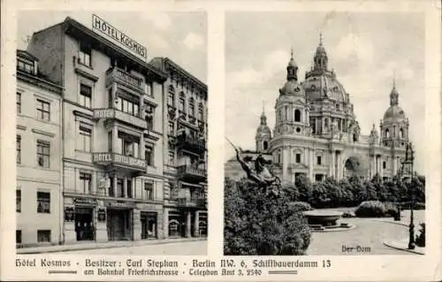 Ak Berlin Mitte, Hotel Kosmos, Schiffbauerdamm 13, Dom