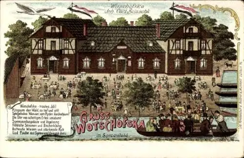 Litho Insel Wotschofska Lübbenau im Spreewald, Gasthaus