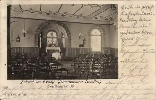 Ak Sendling München, Betsaal, Evangelisches Gemeindehaus, Oberländerstraße 36