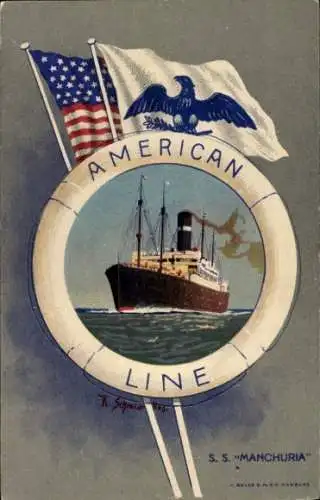 Künstler Ak Schmidt, R., S.S. Manchuria, American Line