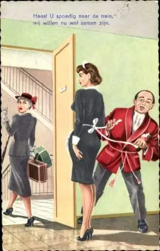 Künstler Ak Ehemann kann es nicht erwarten das Dienstmädchen auszuziehen