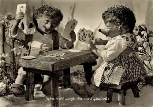 Ak Mecki der Igel, Wer nicht wagt, der nicht gewinnt, Kartenspiel, Igelin