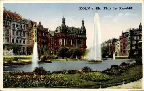 Ak Köln am Rhein, Platz der Republik, Springbrunnen