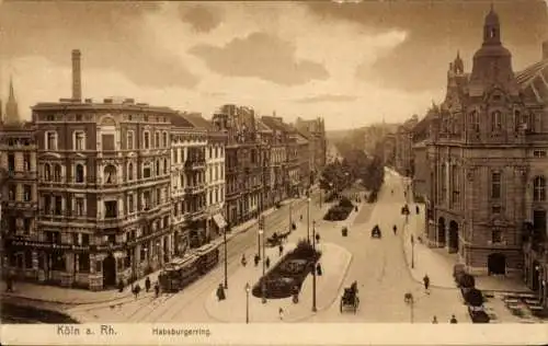 Ak Köln am Rhein, Habsburgerring, Straßenbahn