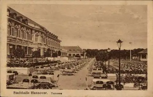 Ak Hannover in Niedersachsen, Stadthalle, Terrasse