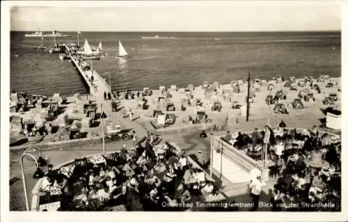 Ak Ostseebad Timmendorfer Strand, Blick von der Strandhalle, Segelboote