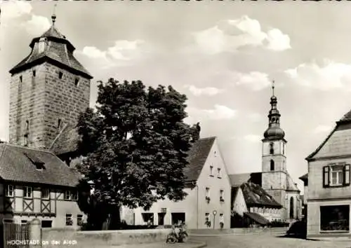 Ak Höchstadt an der Aisch, Teilansicht, Kirche, Fachwerkhaus