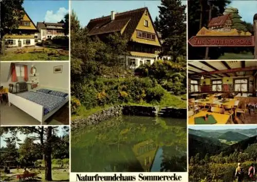 Ak Kirnbach Wolfach im Schwarzwald, Naturfreundehaus Sommerecke, Panorama, Gästezimmer, Gastraum