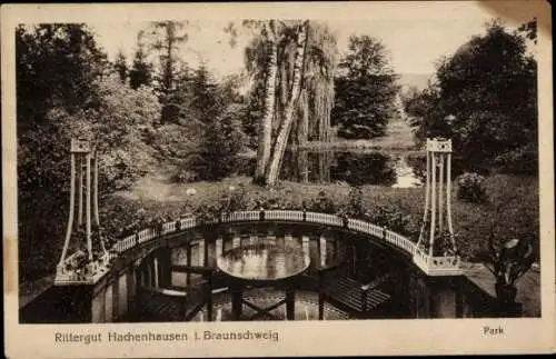Ak Hachenhausen Bad Gandersheim in Niedersachsen, Rittergut, Park