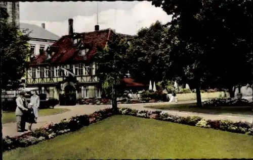 Ak Erlangen in Mittelfranken Bayern, Café Mengen, Fachwerkhaus