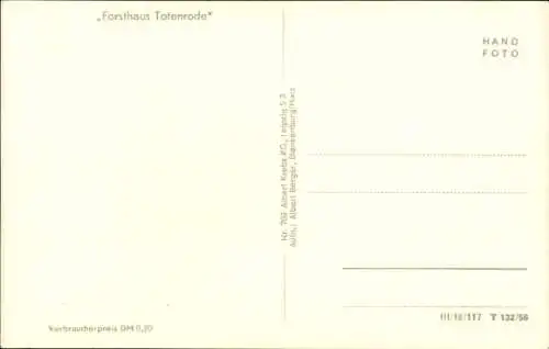 Ak Altenbrak Thale im Harz, Forsthaus Todtenrode