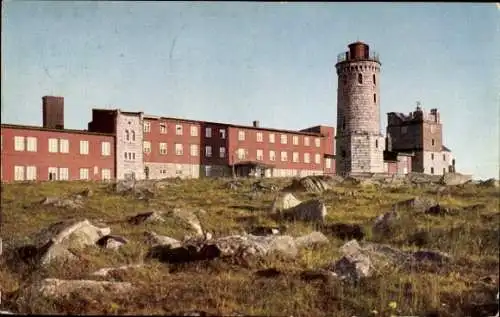 Ak Brocken Nationalpark Harz, Brockenturm, Brockenhotel