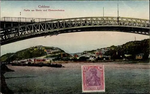 Ak Koblenz am Rhein, Ehrenbreitstein, Rheinbrücke