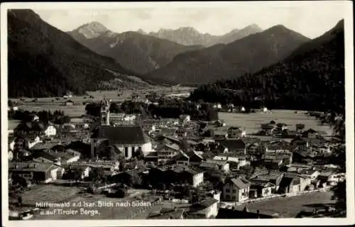 Ak Mittenwald in Oberbayern, Blick vom Norden, Tiroler Berge