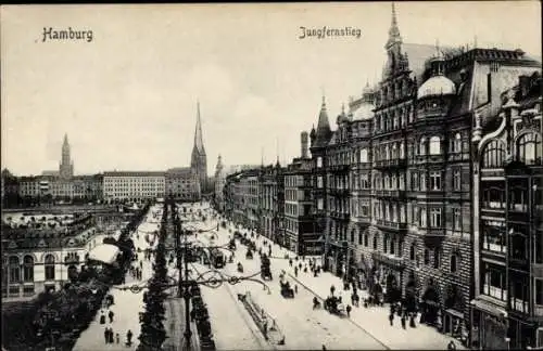 Ak Hamburg, Blick über den Jungfernstieg, Coiffeur