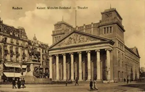 Ak Aachen, Kaiser-Wilhelm-Denkmal, Theater