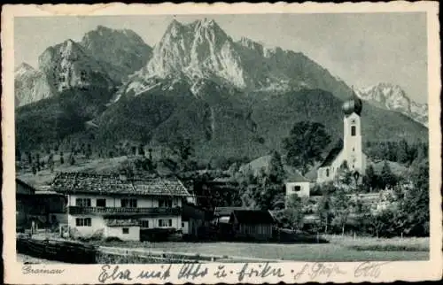 Ak Grainau in Oberbayern, Waxensteine, Riffelwände, Zugspitze