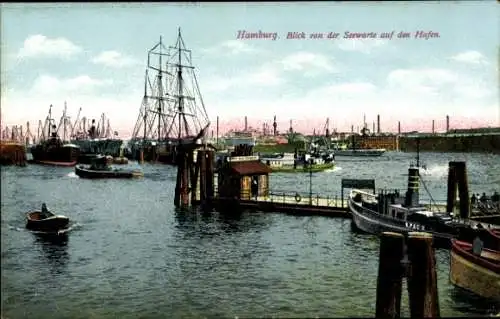 Ak Hamburg, Blick von der Seewarte auf den Hafen