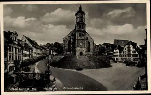 Ak Schwäbisch Hall in Württemberg, Marktplatz, Michaeliskirche
