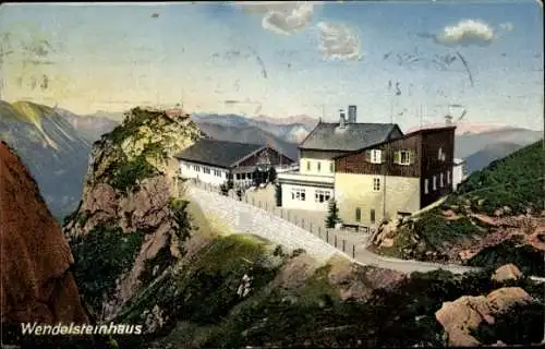 Ak Bayrischzell im Mangfallgebirge Oberbayern, Georg Fuchs Berghotel Wendelsteinhaus, Alpenpanorama