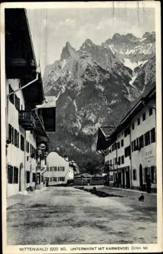 Ak Mittenwald in Oberbayern, Untermarkt, Karwendel