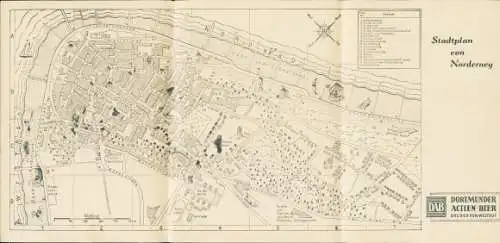 Klapp Stadtplan Ak Nordseebad Norderney, Gasthaus Gemütliche Klause, Wattführer Hinnerk Claussen