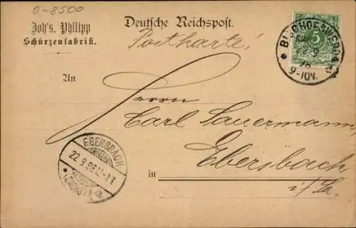 Ak Bischofswerda in Sachsen, Joh`s Philipp, Schürzenfabrik