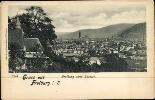 Ak Freiburg im Breisgau, Blick vom Loretto, Panorama
