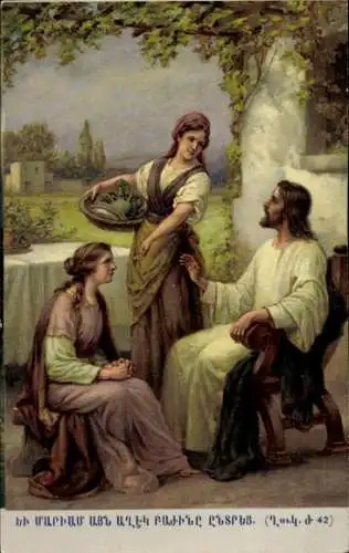 Ak Lukas 1 42, Jesus mit Frauen