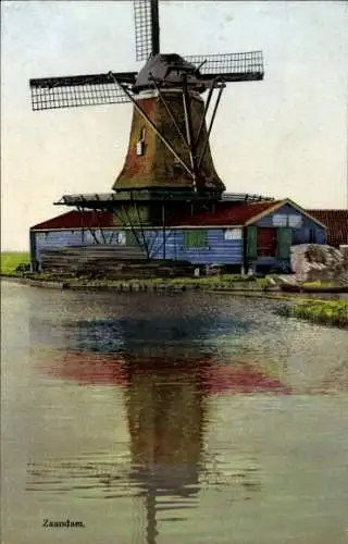 Ak Zaandam Zaanstad Nordholland, Windmühle, Nenke und Ostermaier 163 2936, Photochromie