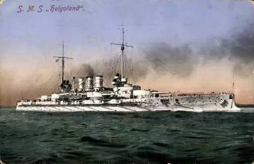 Ak Deutsches Kriegsschiff, SMS Helgoland, Linienschiff, Kaiserliche Marine