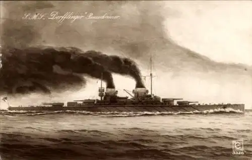 Ak Deutsches Kriegsschiff, SMS Derfflinger, Panzerkreuzer, Kaiserliche Marine